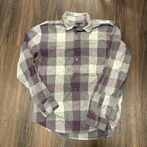 GAP Men’s Large Purple Gray White Flannel Shirt Large Plaid